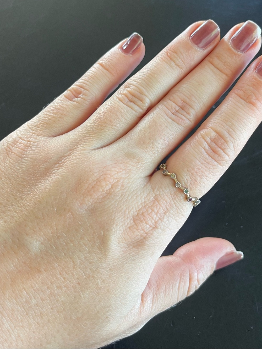Wavy Pave Mutlicolored Diamond Stacking Ring